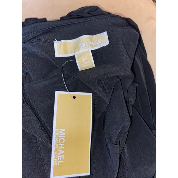 NWT $135 Michael Kors Black Gold Buttons Sleeveless Shirt Dress with Fabric Belt - Picture 8 of 12